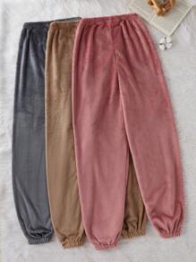 3pcs Set: Plush Embroidered Drawstring Waist Pants For Autumn/Winter  Cozy And Elegant Details, Fall Winter Clothes, Fluffy