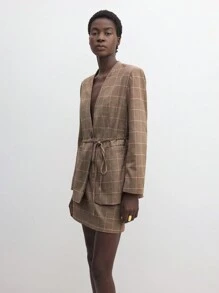 BizChic Brown Long Sleeve 2 Pieces Women Wool Suit Jacket Outfit, Vintage Look, Commuter Clothing For Thanksgiving, Christmas
