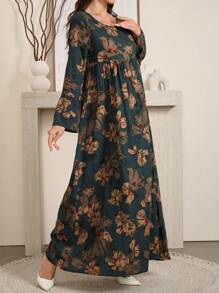 Al Najma 女式花卉印花宽松长袖圆领朴素连衣裙 - 彩色 - 查看 5