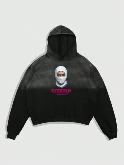 Street Life Sudadera con capucha casual para hombres con estampado de figura y copo de nieve, primavera/otoño