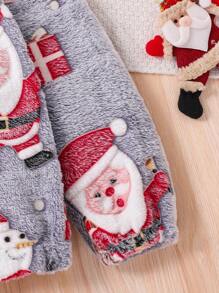 Tween Girls Glow-In-The-Dark Santa Claus Furry Hooded Jacket - Grey - View 4