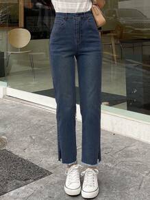 DAZY 女式磨边紧身及踝牛仔裤，返校服