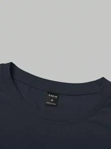 Manfinity Homme Men Casual Solid Color Long Sleeve T-Shirt, Versatile For Autumn - Dark Grey - View 4