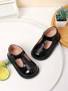1 đôi giày bệt mũi tròn rỗng thời trang xuân thu cho bé gái - màu đen - Xem 5