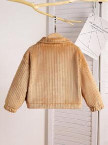 Young Girl Thicken Thermal Lined Turndown Collar Cardigan Sweater Jacket, (2 Pieces Sold Separately) - Khaki - View 2