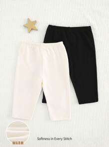 Cozy Pixies 2pcs Baby Boys Color Block Star Print Elastic Waist Thermal Lined Pants Set - Multicolor - View 2