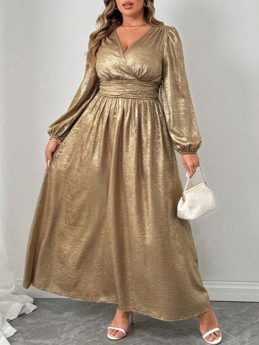 SHEIN Privé Robe à taille marquée avec effet métallique, pour l