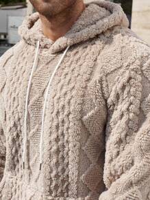Manfinity Homme Áo hoodie dài tay màu trơn cỡ lớn cho nam có túi, trang phục thường ngày khi đi chơi, áo hoodie lông cừu Sherpa, quà tặng cho bạn bè, chồng, bạn trai - Lạc đà - Xem 6
