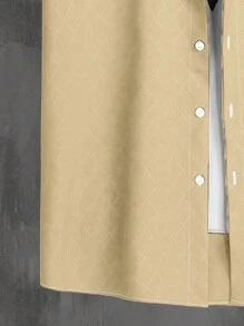 Manfinity Homme Áo sơ mi nam tay ngắn cài nút phía trước màu trơn thường ngày - Màu Khaki - Xem 4