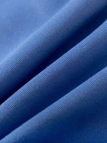 SHEIN Young Girl Cute INS Style Comfortable Blue Knit Crew Neck Long Sleeve Multi-Color 3D Flower Decor Sweatshirt, Spring Autumn - Blue - View 7