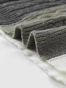 Manfinity Homme Jersey de cuello redondo de manga larga con ajuste holgado y bloques de colores para hombre, otoño/invierno