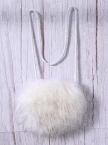 SHEIN Tween Girl Fluffy Panel Hooded Pockets Winter Padded Coat - Mint Blue - View 6