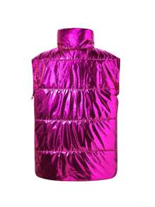 Removable Sleeve Collared Casual Padded Coat, Teen Girl's Versatile Simple Style - Multicolor - View 5