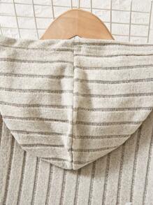 Sparklyn Teen Girl 2pcs/Set Solid Ribbed Hooded Long Sleeve Top And Elastic Waist Pants Casual Outfit - Apricot - View 8