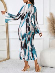 SHEIN Lady 秋冬休闲优雅工作编织立褶领女装 - 彩色 - 查看 2