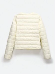 SHEIN EZwear 女士纯色长袖单排扣休闲短款羽绒服，冬季