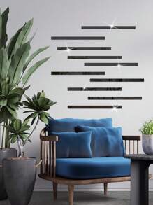 SHEIN 10 件亚克力镜面装饰墙贴情人节、情人节婚礼、生日镜面墙面装饰房间装饰墙镜房间装饰浴室装饰客厅装饰 - 黑色 - 查看 7