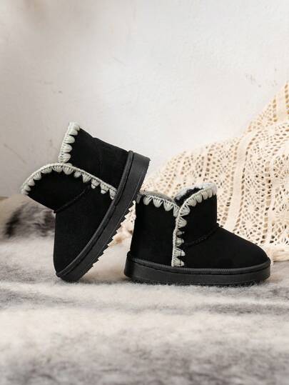 1 双儿童/婴儿柔软保暖内衬平底雪地靴，适合雪天、户外活动、秋冬季