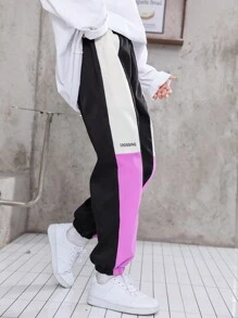 SHEIN Celana Kasual Patchwork Multi-Warna Modis untuk Anak Laki-Laki Remaja, Cocok untuk Pemakaian Sehari-hari - MultiWarna - View 4