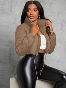 EURMUSE Ladies' Short Padded Jacket With Drawstring Hem