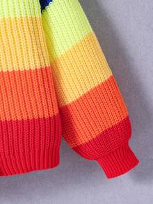 SHEIN 女童彩虹开衫针织毛衣，秋冬儿童针织上衣 - 彩色 - 查看 5