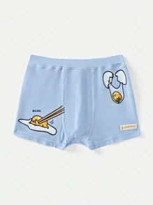 Gudetama X SHEIN Young Boy Cartoon & Japanese Print Comfortable Boxer Briefs - Blue - View 1