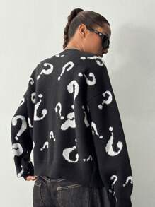 SHEIN Unity Áo thun tay dài cài nút phía trước cho nữ, phong cách tối giản - màu đen - Xem 2