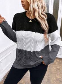 Áo len chui đầu dài tay cổ tròn màu trơn cỡ lớn, thường ngày, cho mùa đông - Nhiều màu - Xem 5