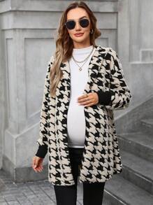 SHEIN 女士保暖毛绒夹克羊毛大衣、孕妇外套和夹克、翻领泰迪衬里绒面大衣、冬季 - 棕色 - 查看 5