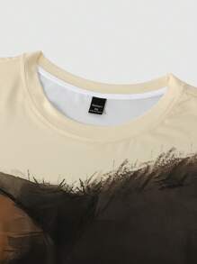 Manfinity LEGND Camiseta de manga corta informal para hombre con estampado divertido de gato de dibujos animados, para el verano, para salir, para amigos