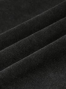 ROMWE MEN Street Life Men's Street Style Letter & Cross Print Zipper Front Hoodie Sweatshirt, Spring & Autumn - Black - View 6