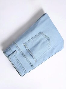 Manfinity LEGND Men Casual Versatile Ripped Slanted Pockets Denim Jeans, Autumn