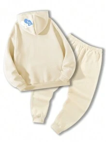 Manfinity EMRG 男士印花连帽保暖卫衣和抽绳运动裤两件套，休闲秋冬装