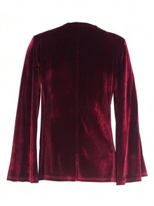 Elegant Wine Red Cloak Long Sleeve Jacket, Valentine's Day Gift - Red - View 2