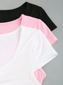 Sweetra Conjunto de 2 piezas informal con body de cuello de corazón fruncido y unicolor para mujeres