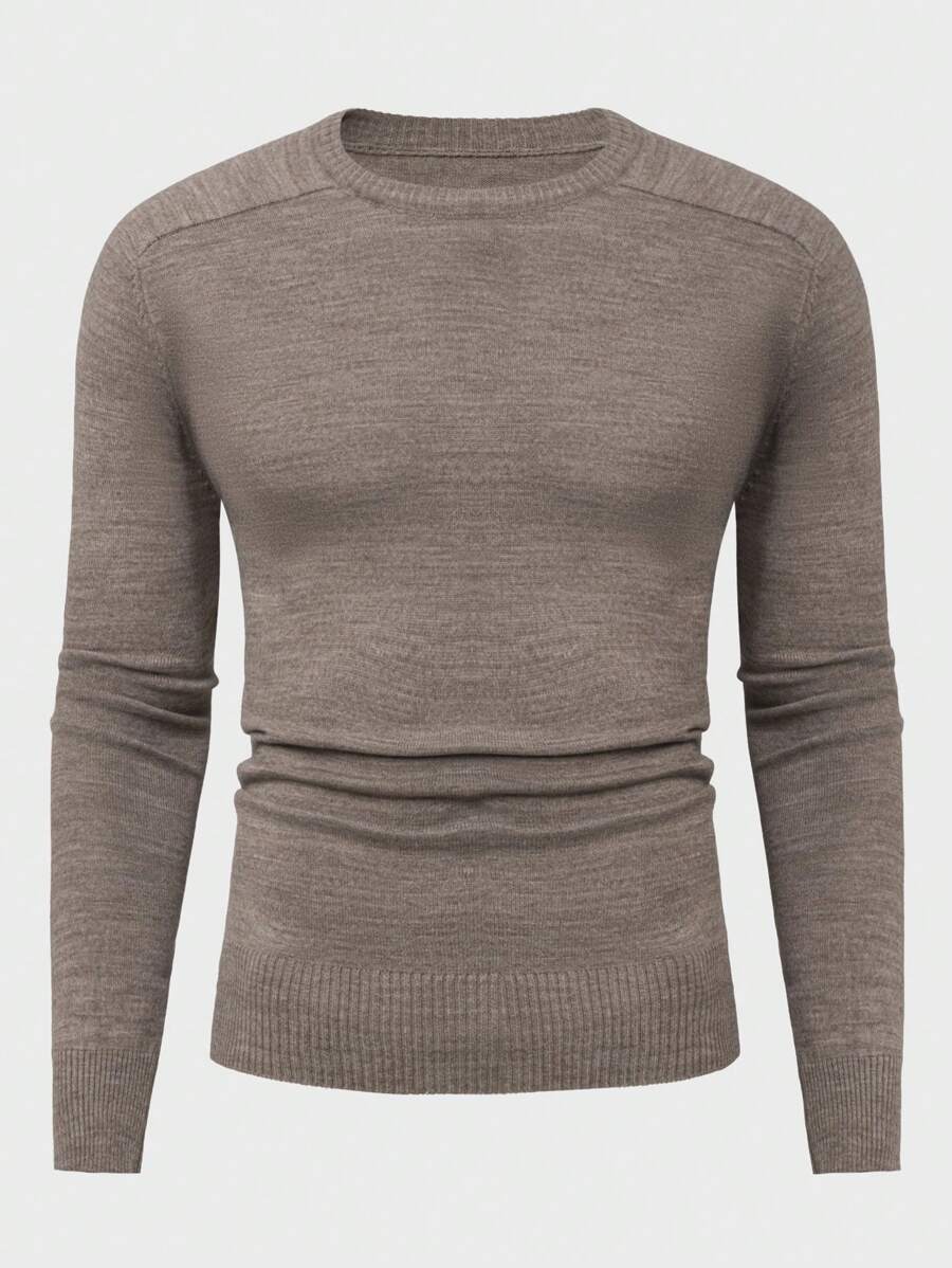 RueChic Young Men's Casual Ribbed Trim Slim Fit Sweater - Camel - View 1