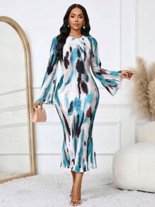 SHEIN Lady 秋冬休闲优雅工作编织立褶领女装 - 彩色 - 查看 6