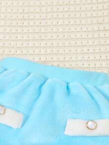 2 件装女婴拼色羊毛翻领长袖夹克和裙子休闲装，冬季 - 藍色 - 查看 6