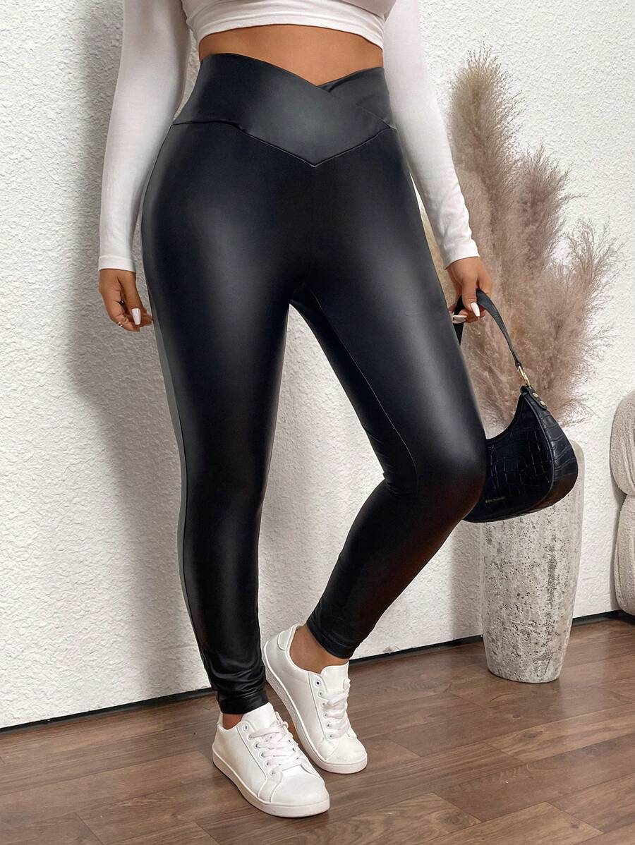 SHEIN Frenchy Plus Size Women Thermal Fleece Lined Skinny Leggings