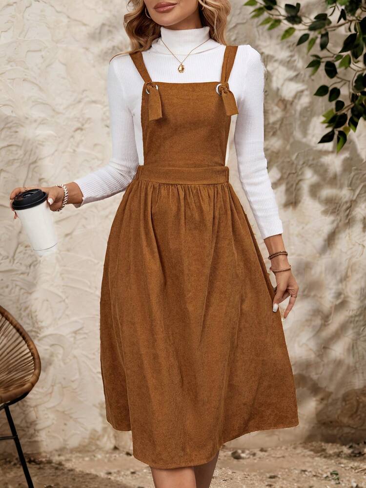 Women's Casual Pocket Strap Jumper Dress
