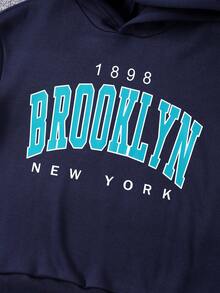 SHEIN Bộ 4 áo hoodie và quần nỉ in chữ American Casual cho bé trai, phù hợp mặc hàng ngày và đi học, trang phục - Nhiều màu - Xem 7