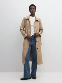 BizChic Women's Khaki Long Casual Commuter Trench Coat, Long Sleeve, Leather Coat, Suitable For Thanksgiving, Christmas, - Khaki - View 8