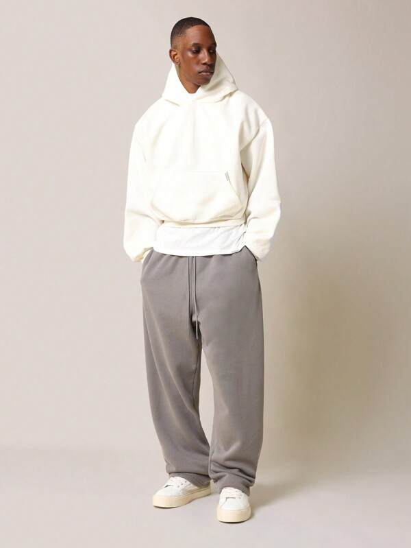 SUMWON Classic Oversized Cropped Sweatshirt Hoodie With Kangaroo Pocket Cozy Winter Lounge Athleisure Casual Streetwear