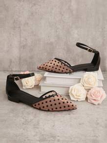 SHUZIA Bailarinas de mujer de puntera redonda de color NEGRO con malla de estrás, nuevas para Año Nuevo, Día de San Valentín y otros días festivos