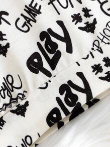 Trui met graffitiletterprint voor jongens, modieuze straatstijl voor herfst/winter