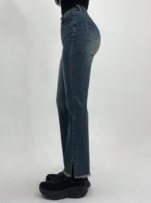 DAZY Quần Jeans Ống côn 7/8 Viền Rách Cho Nữ - Rửa trung bình - Xem 7