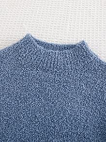 Cozy Pixies Suéter de cuello tripulación de manga larga de unicolor de punto suave para niño pequeño - Azul - Ver 9