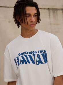 Forever 21 男士白色寬鬆T卹，前後印花設計 - 白色 - 查看 3