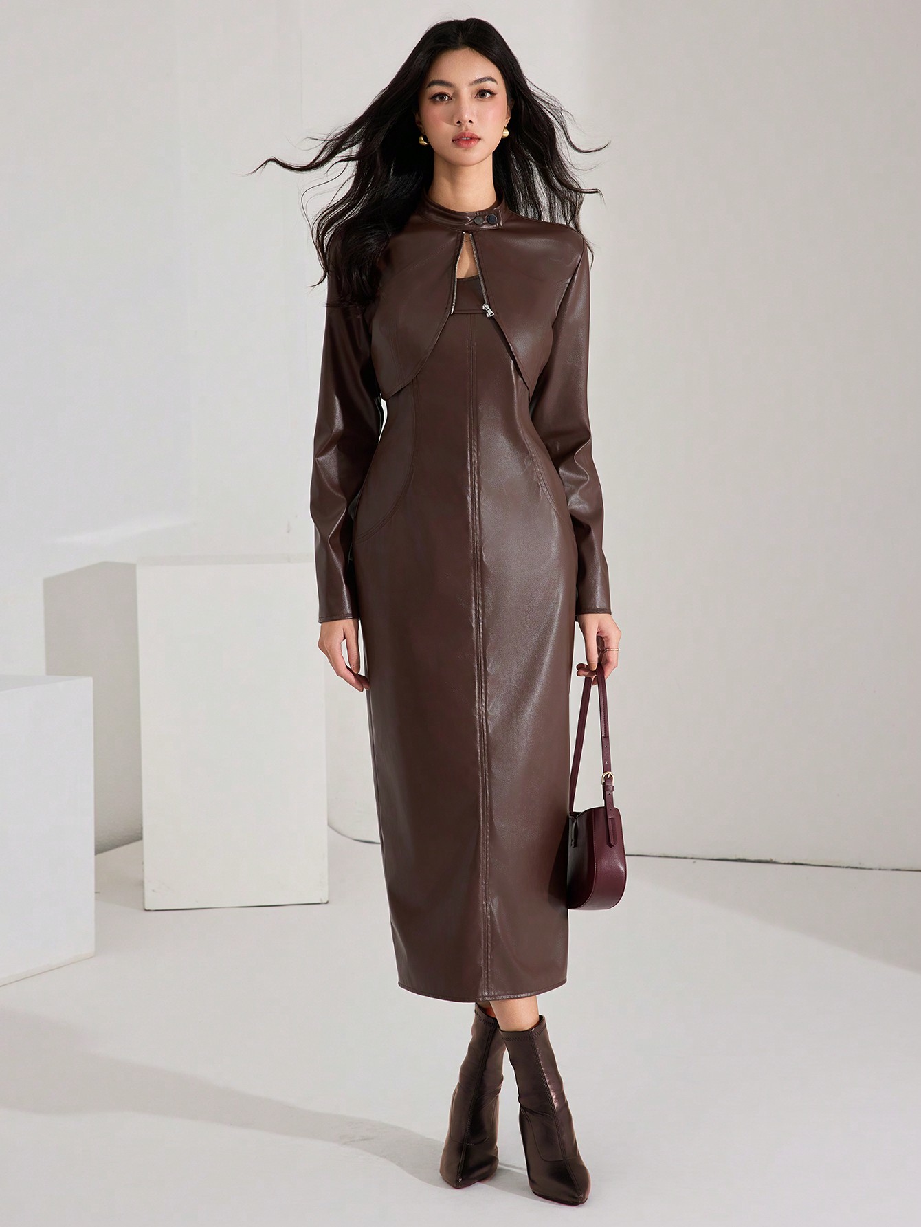 Heiryn طقم للنساء مكون من 2 قطعة: فستان أزرار وسحا...