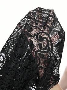 ROMWE Goth Gothic Floral Flocked Jumpsuit Wrap Top & Sexy Lingerie Set